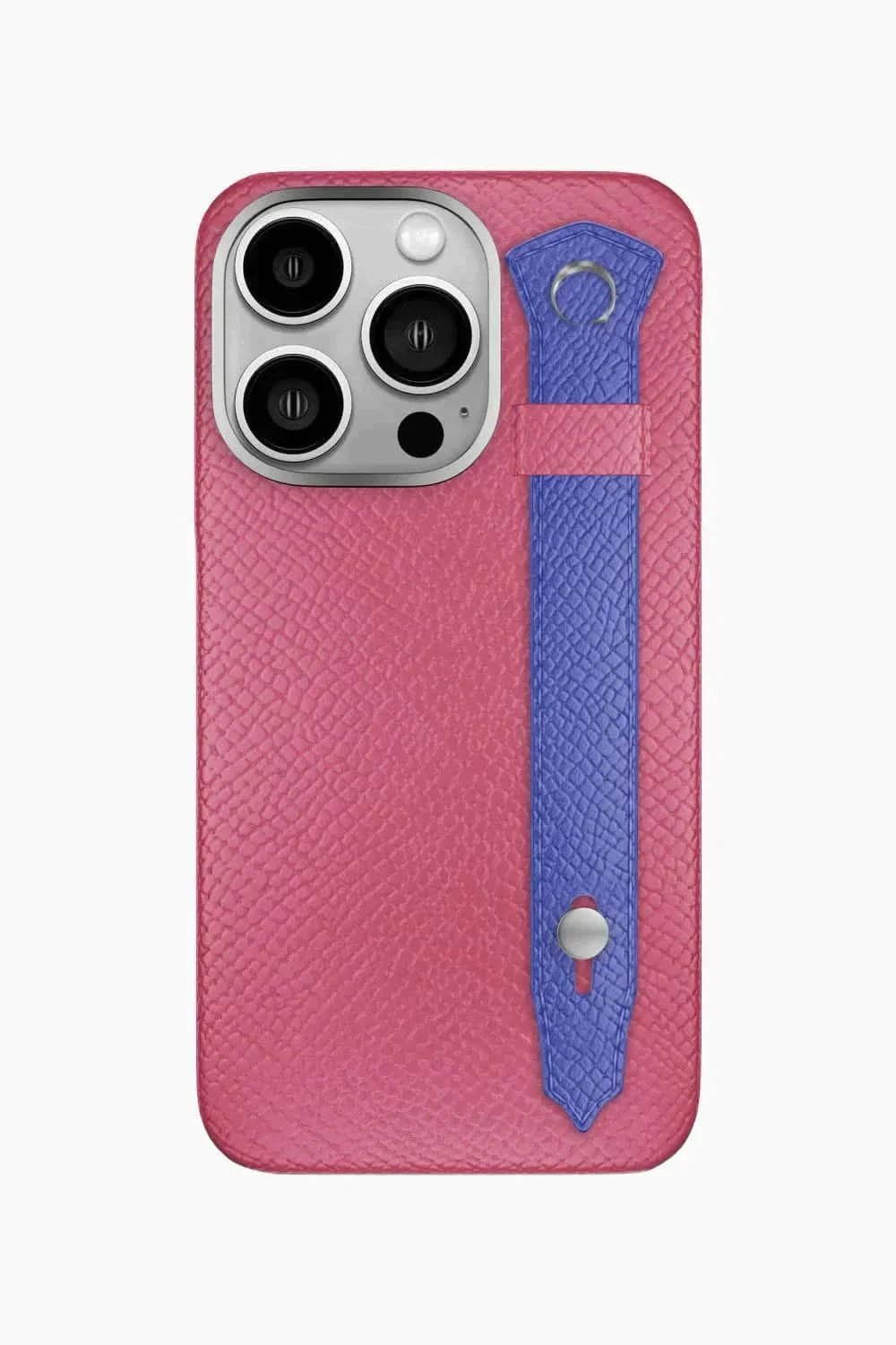 Calfskin Strap Case for iPhone 16 Pro - Pink / Blue Ciel - zollofrance