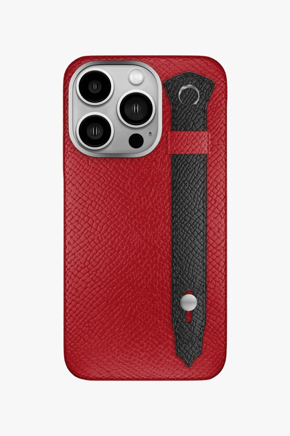 Calfskin Strap Case for iPhone 16 Pro - Red / Black - zollofrance