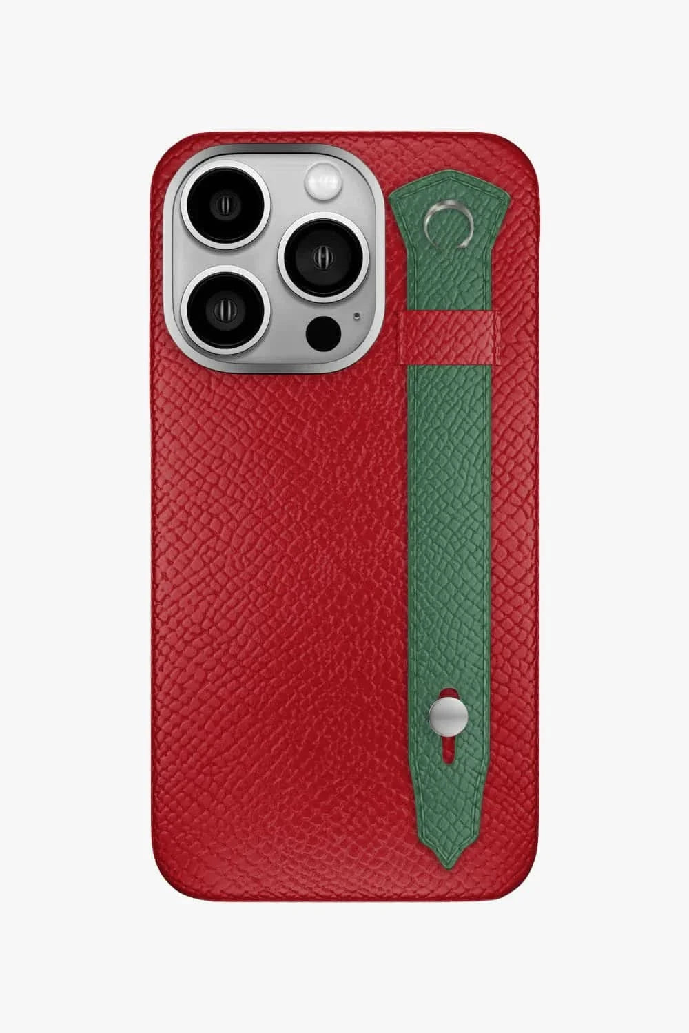 Calfskin Strap Case for iPhone 16 Pro - Red / Green Sapin - zollofrance