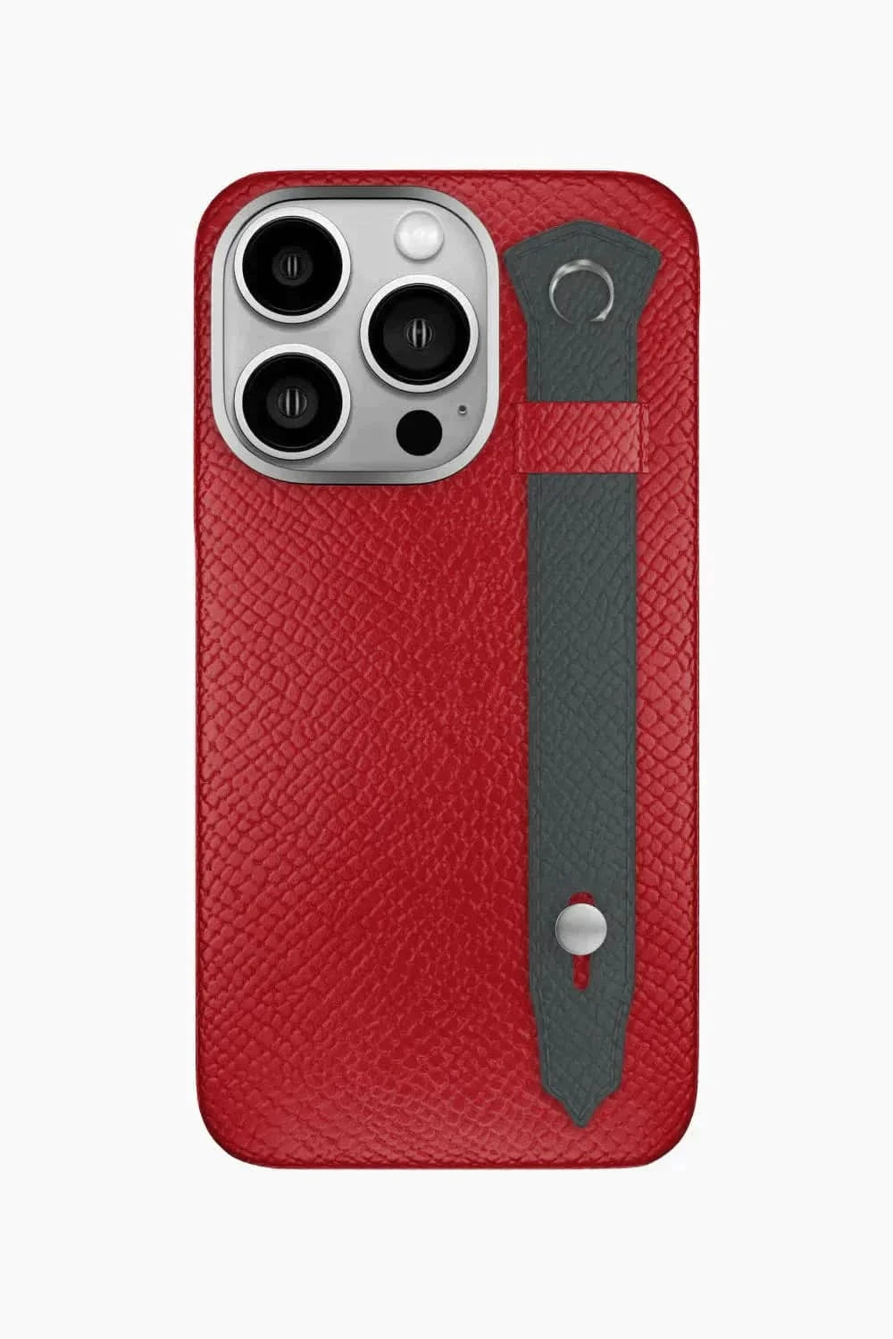 Calfskin Strap Case for iPhone 16 Pro - Red / Grey Anthracite - zollofrance