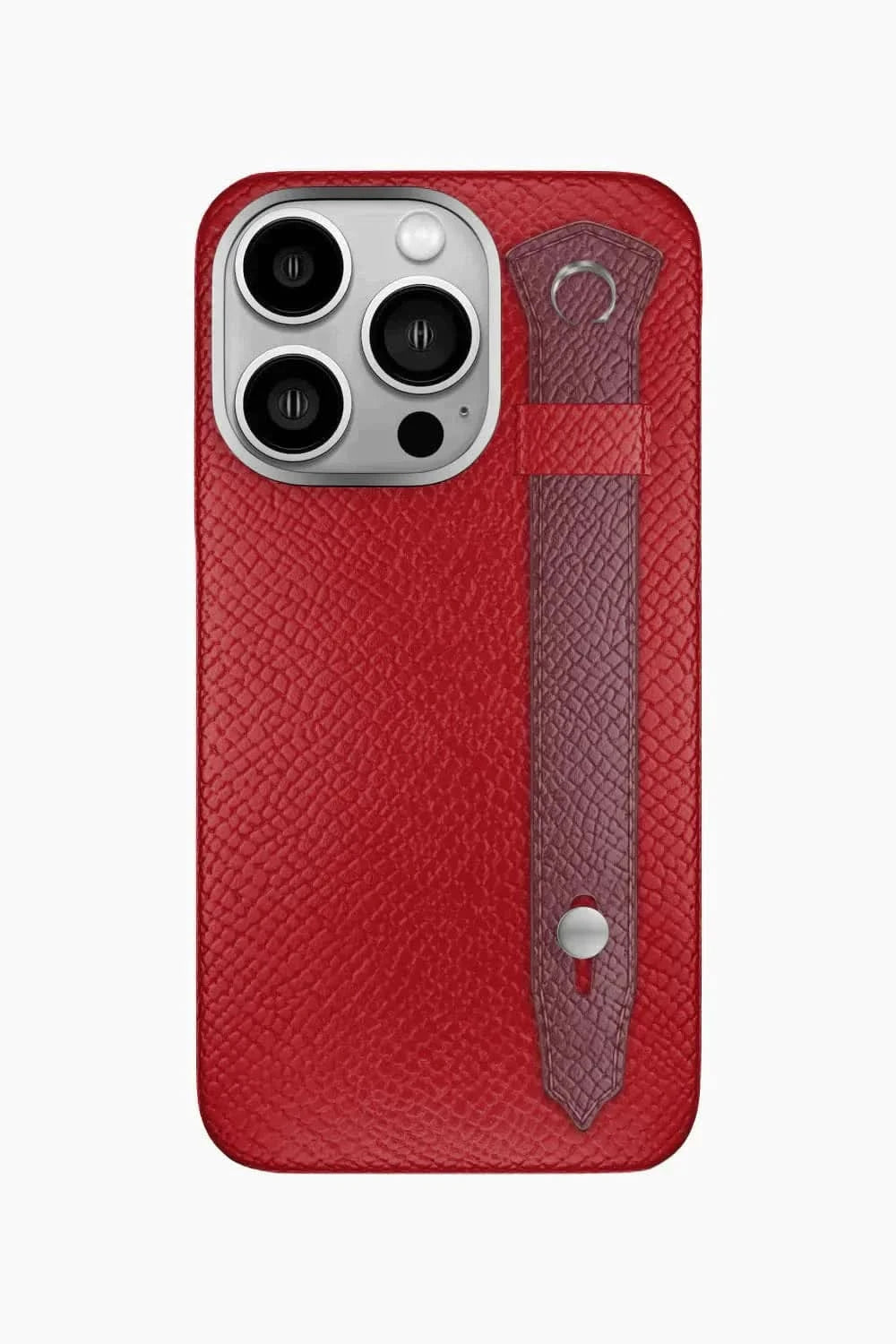 Calfskin Strap Case for iPhone 16 Pro - Red / Burgundy - zollofrance