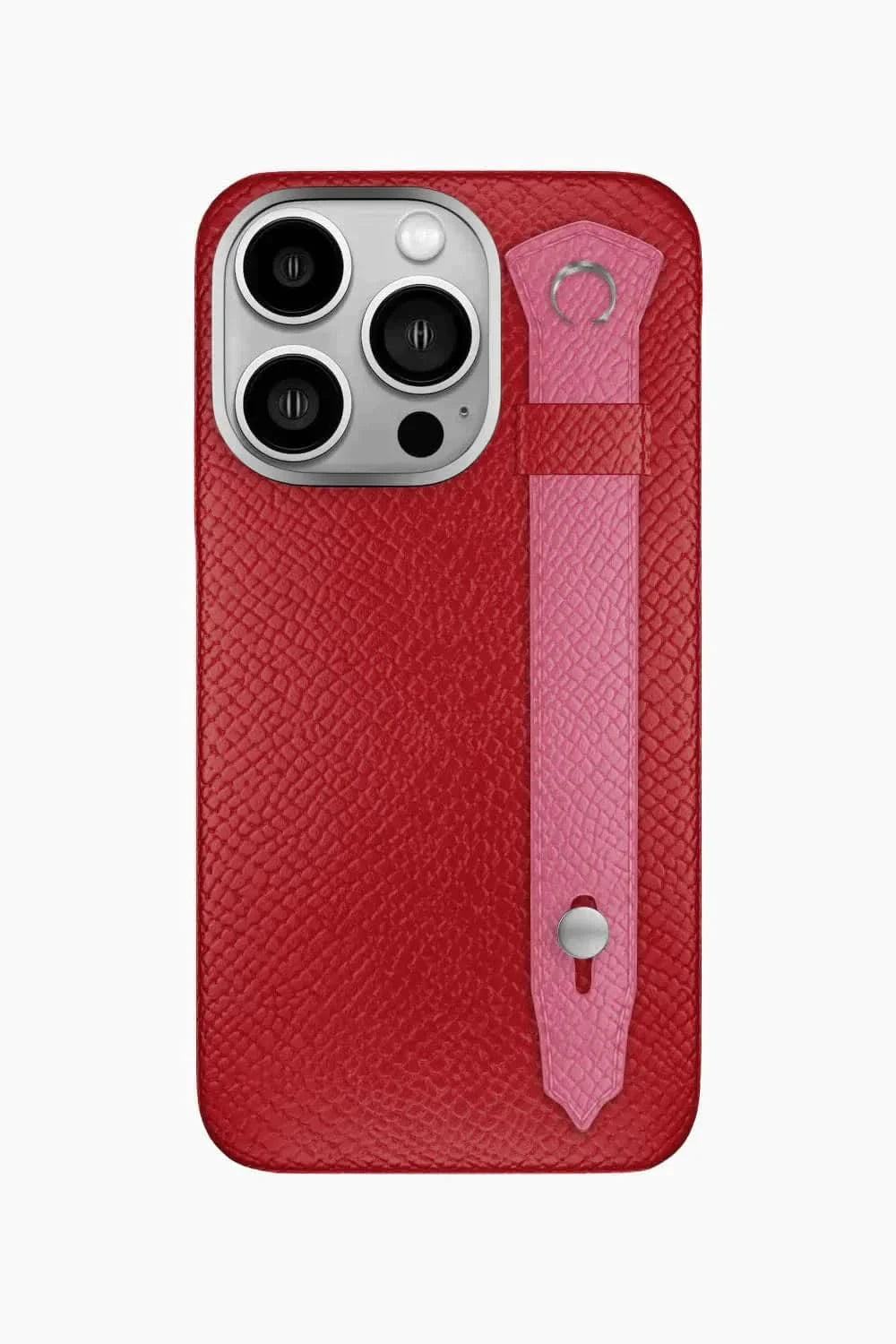 Calfskin Strap Case for iPhone 16 Pro - Red / Pink - zollofrance