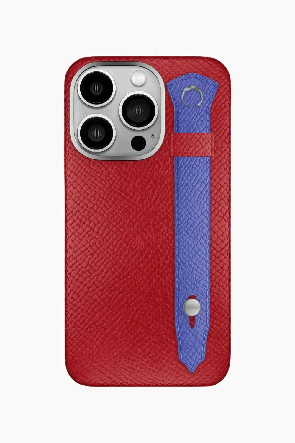 Calfskin Strap Case for iPhone 16 Pro - Red / Blue Ciel - zollofrance