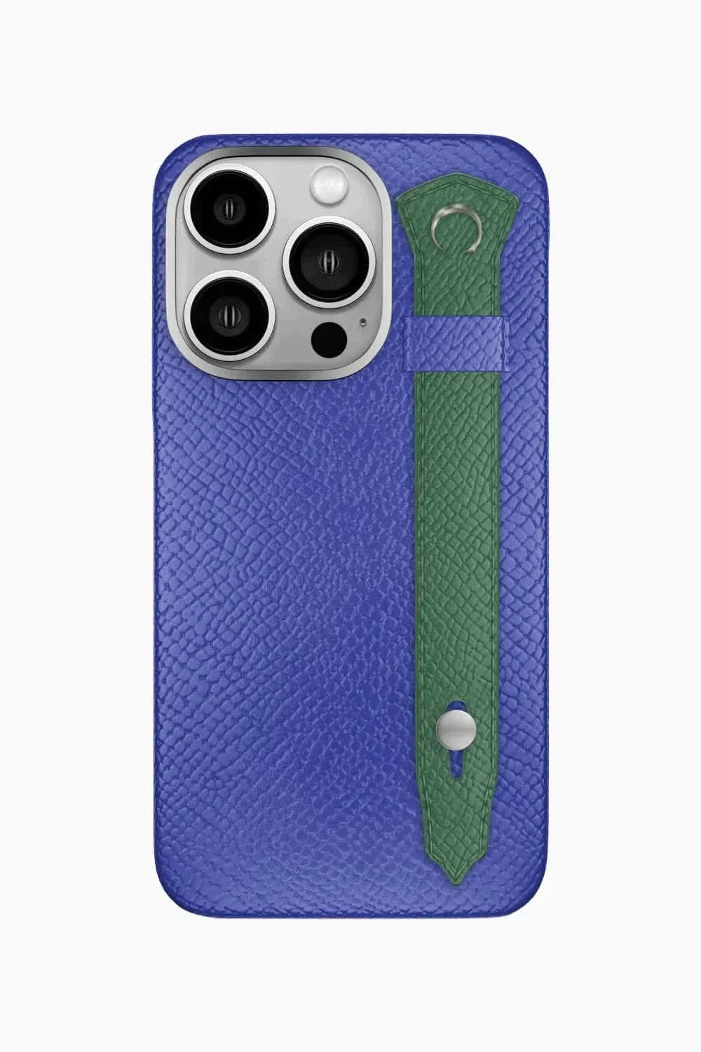 Calfskin Strap Case for iPhone 16 Pro - Blue Ciel / Green Sapin - zollofrance