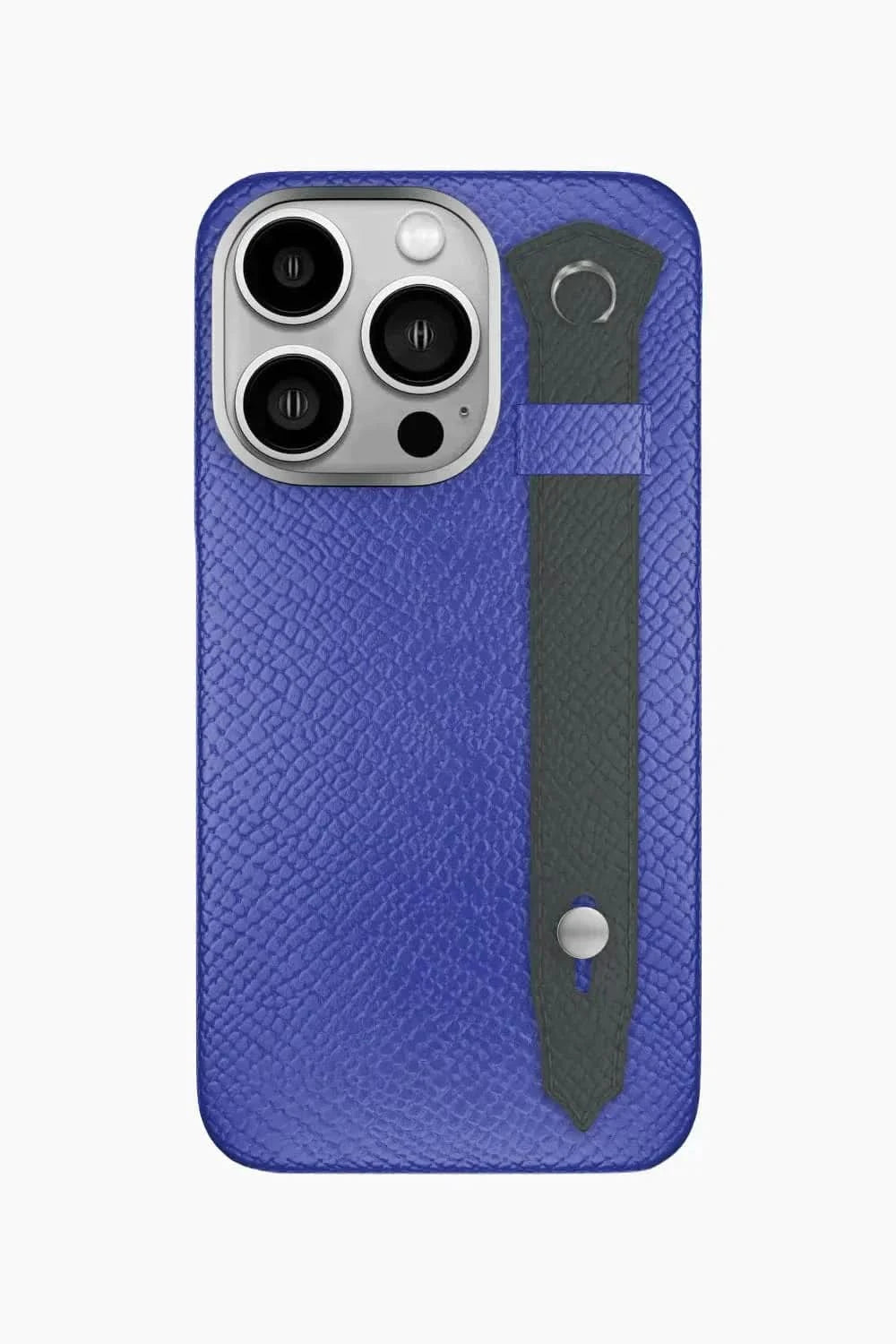 Calfskin Strap Case for iPhone 16 Pro - Blue Ciel / Grey Anthracite - zollofrance