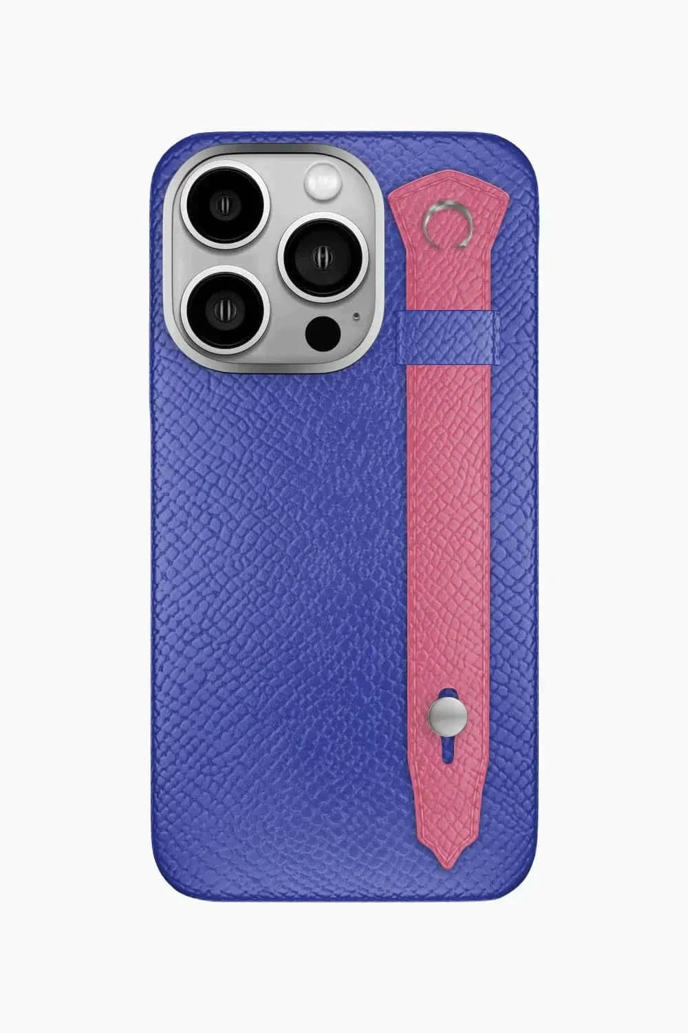 Calfskin Strap Case for iPhone 16 Pro - Blue Ciel / Pink - zollofrance