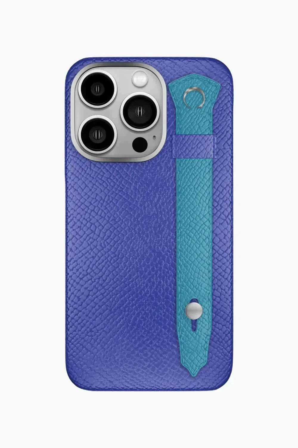 Calfskin Strap Case for iPhone 16 Pro - Blue Ciel / Blue Teal - zollofrance