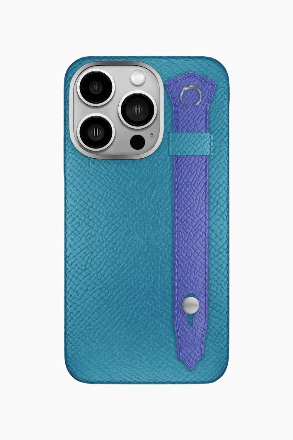 Calfskin Strap Case for iPhone 16 Pro - Blue Teal / Blue Ciel - zollofrance