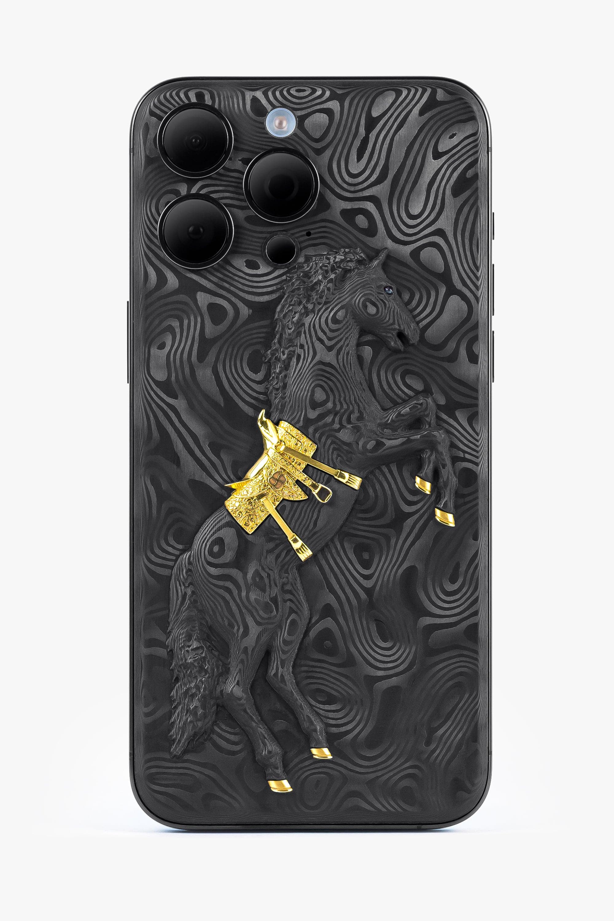 Black Carbon Fiber Arabian Horse iPhone 15 Pro Max - 1TB - zollofrance