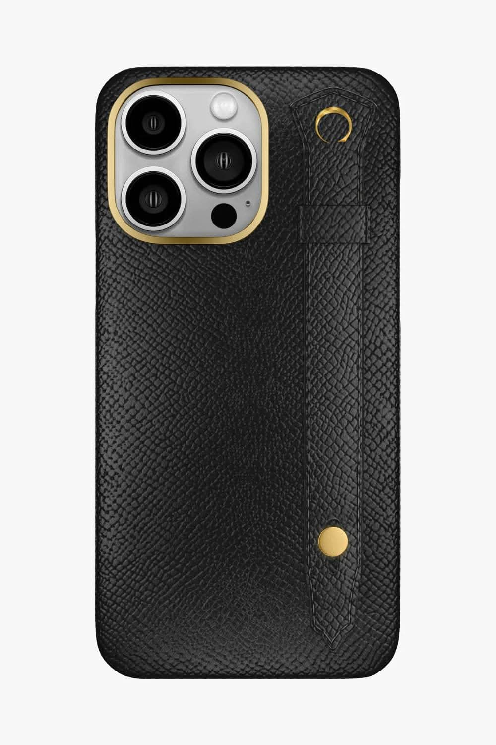 Calfskin Strap Case for iPhone 16 Pro Max - Black / Black - zollofrance