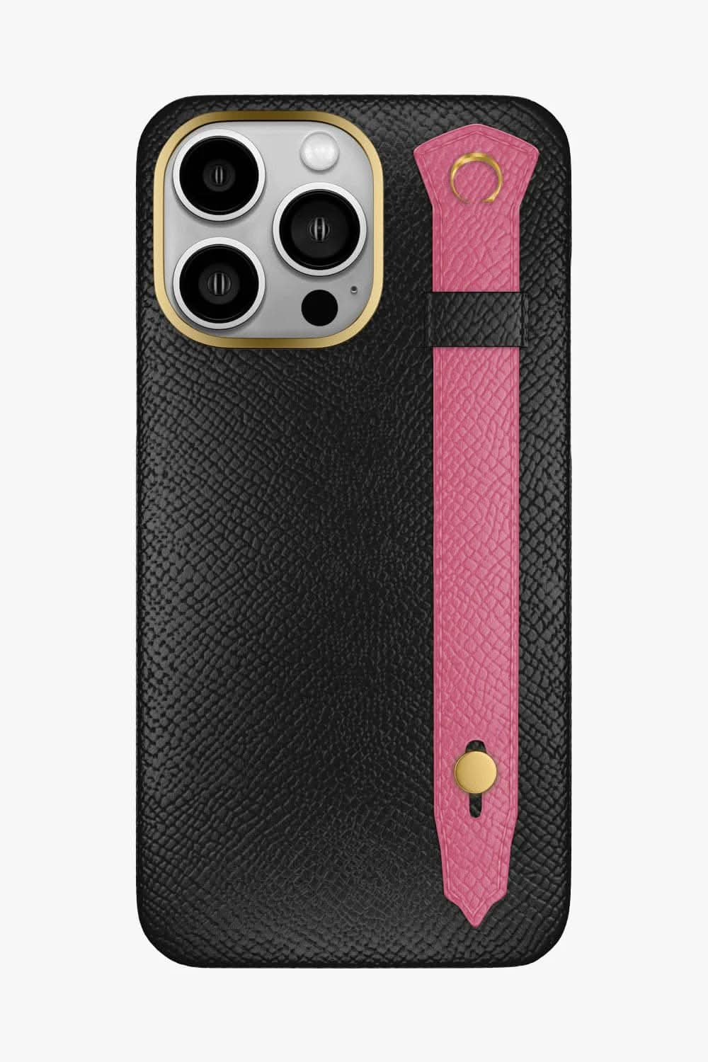 Calfskin Strap Case for iPhone 16 Pro Max - Black / Pink - zollofrance