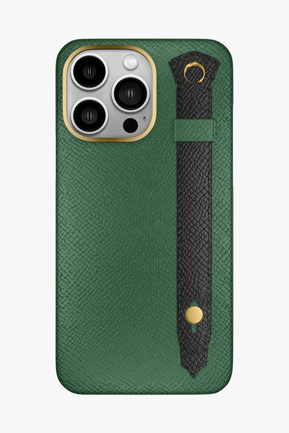 Calfskin Strap Case for iPhone 16 Pro Max - Green Sapin / Black - zollofrance