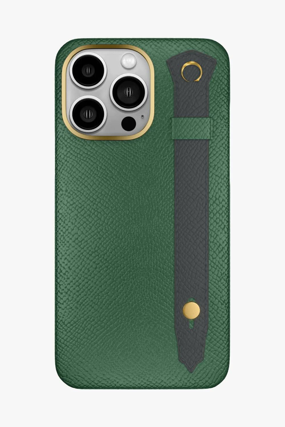 Calfskin Strap Case for iPhone 16 Pro Max - Green Sapin / Grey Anthracite - zollofrance