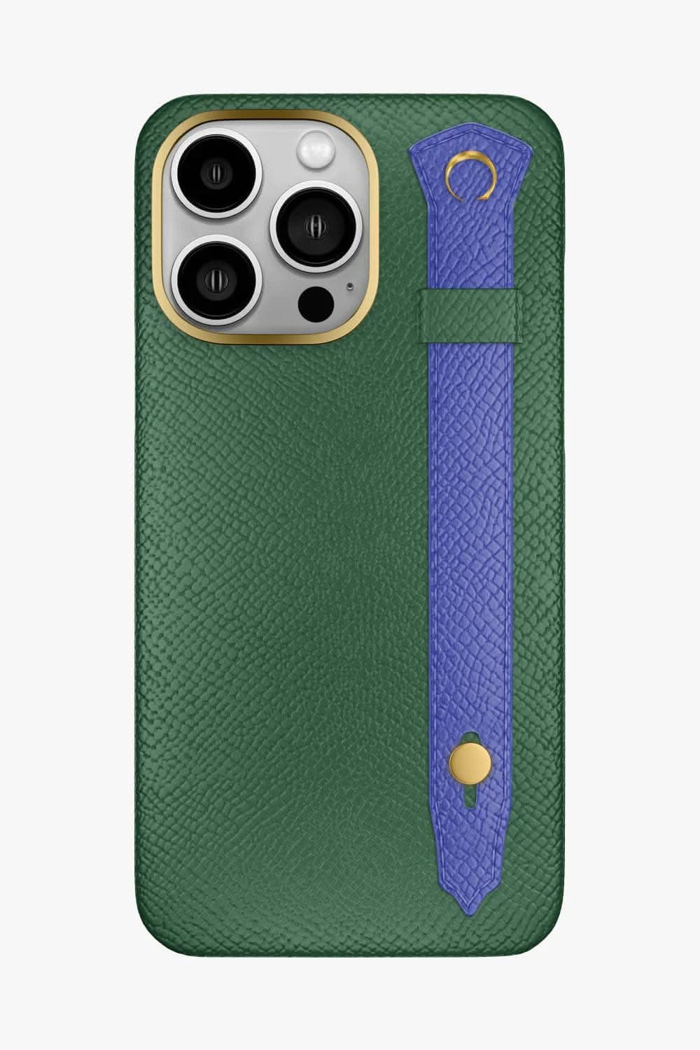 Calfskin Strap Case for iPhone 16 Pro Max - Green Sapin / Blue Ciel - zollofrance