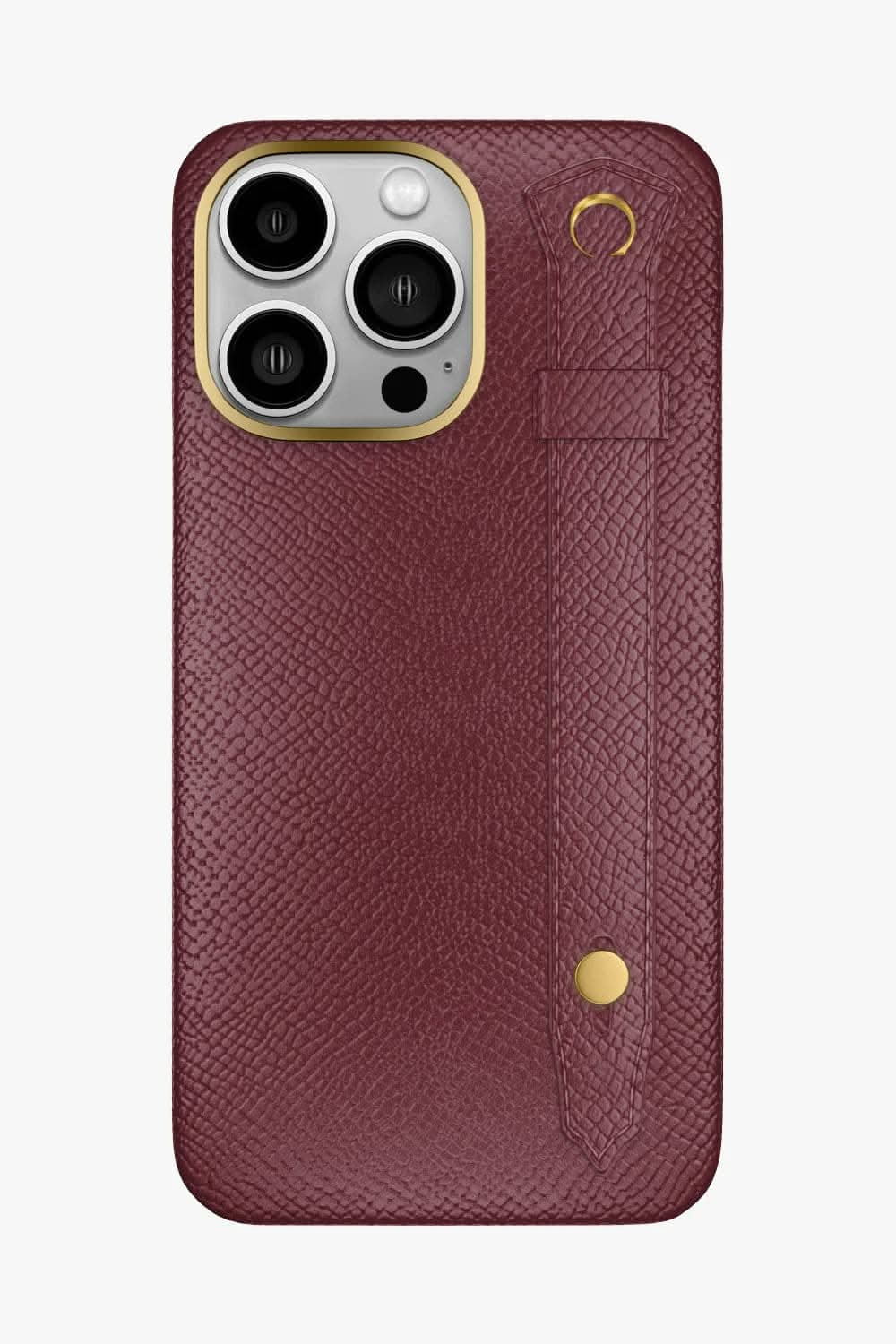 Calfskin Strap Case for iPhone 16 Pro Max - Burgundy / Burgundy - zollofrance