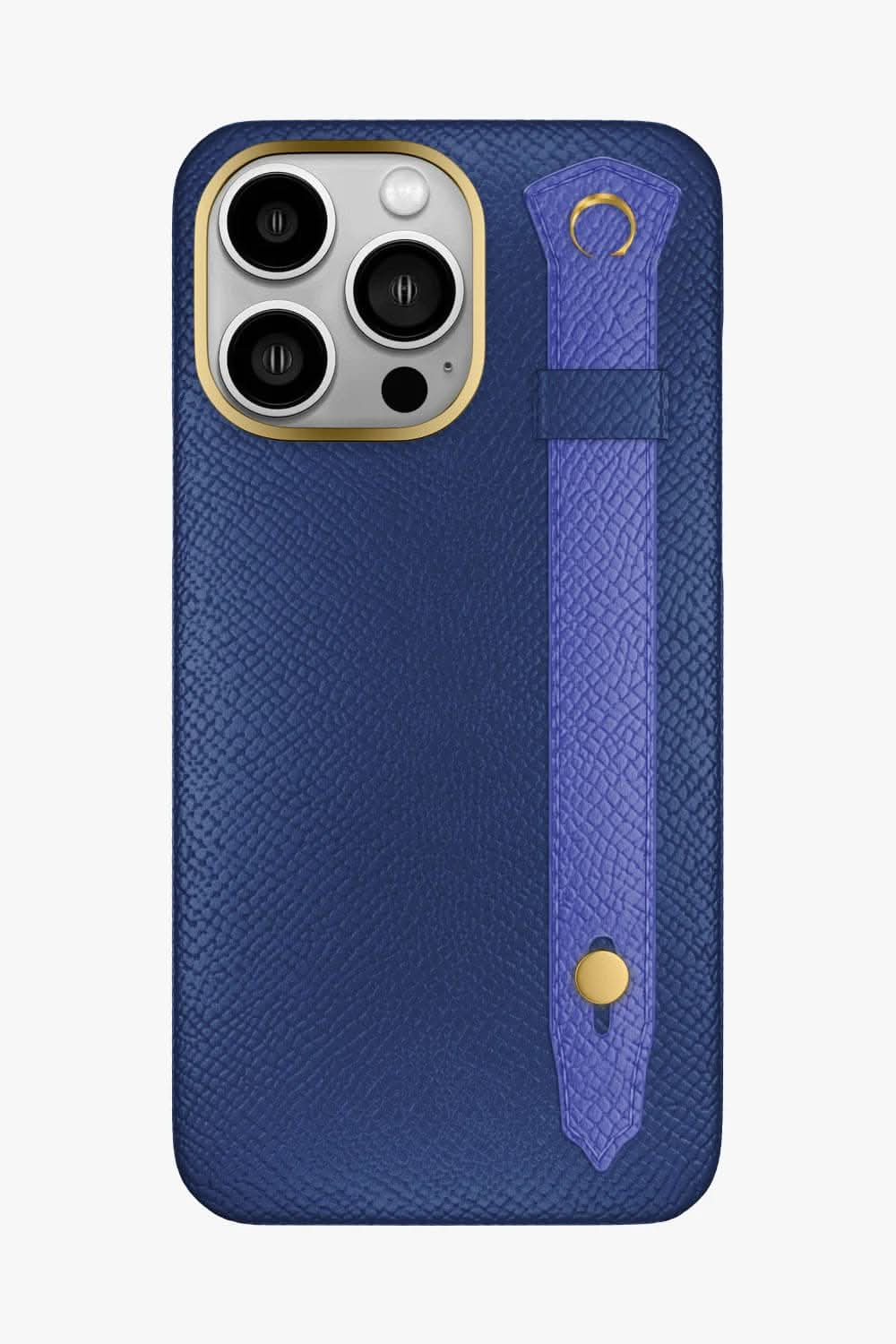 Calfskin Strap Case for iPhone 16 Pro Max - Navy Blue / Blue Ciel - zollofrance