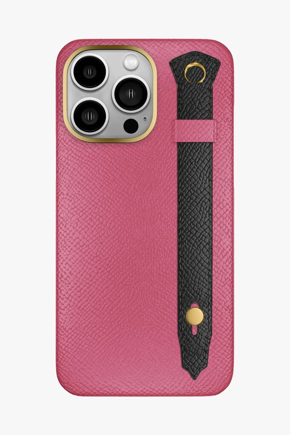 Calfskin Strap Case for iPhone 16 Pro Max - Pink / Black - zollofrance