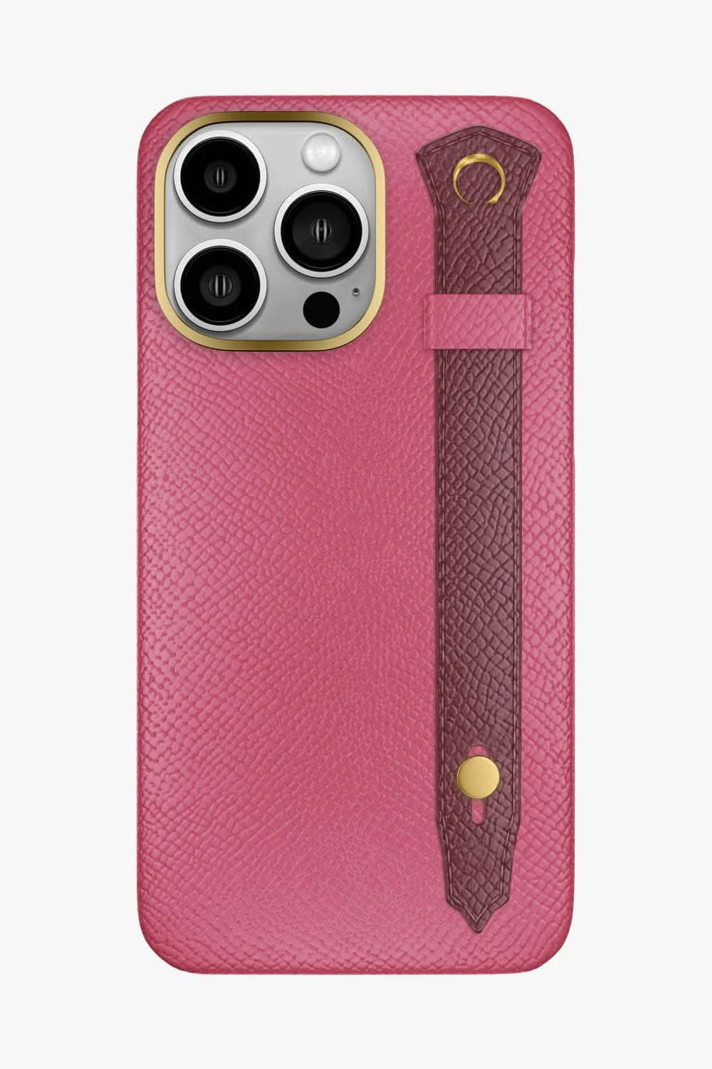 Calfskin Strap Case for iPhone 16 Pro Max - Pink / Burgundy - zollofrance