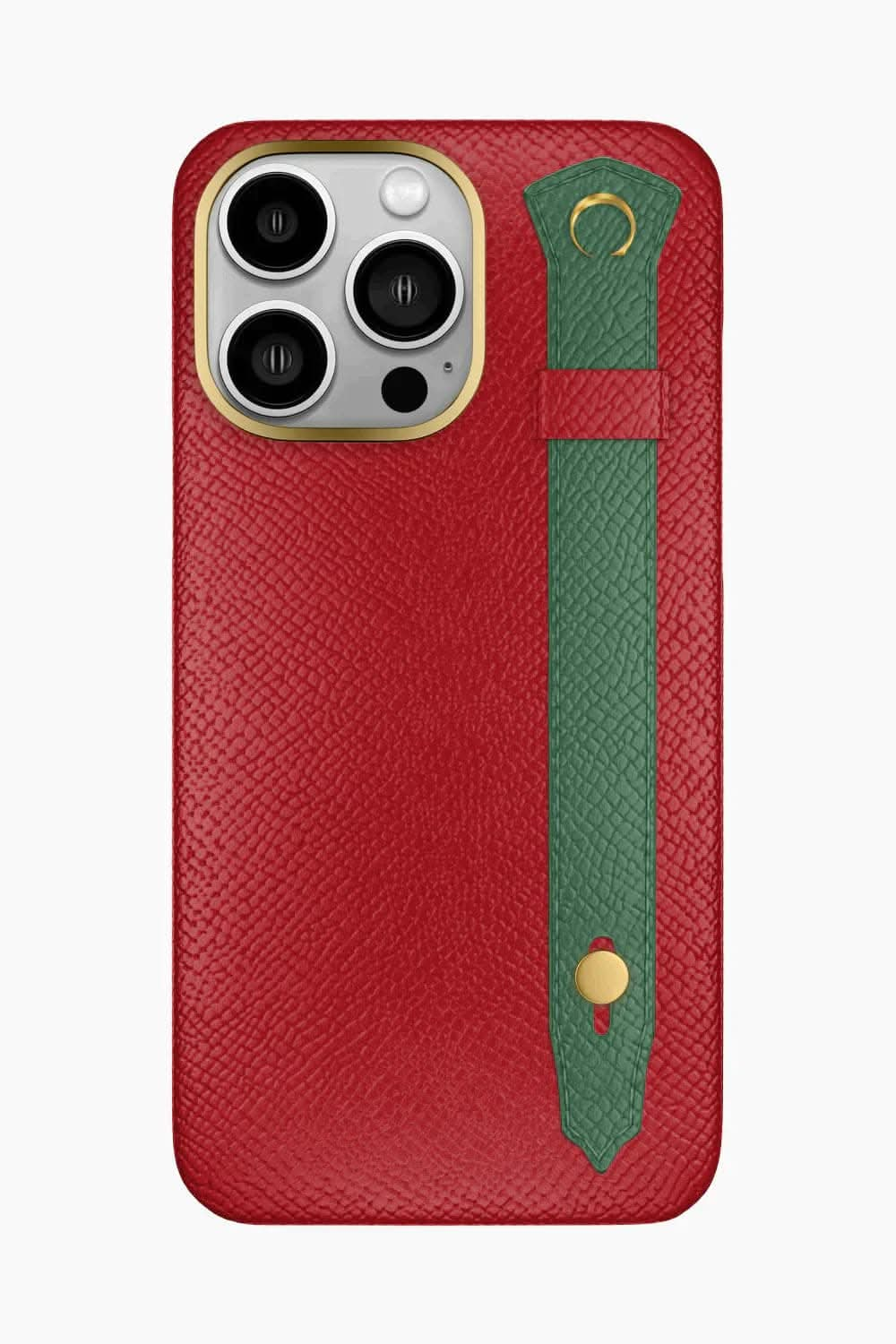 Calfskin Strap Case for iPhone 16 Pro Max - Red / Green Sapin - zollofrance