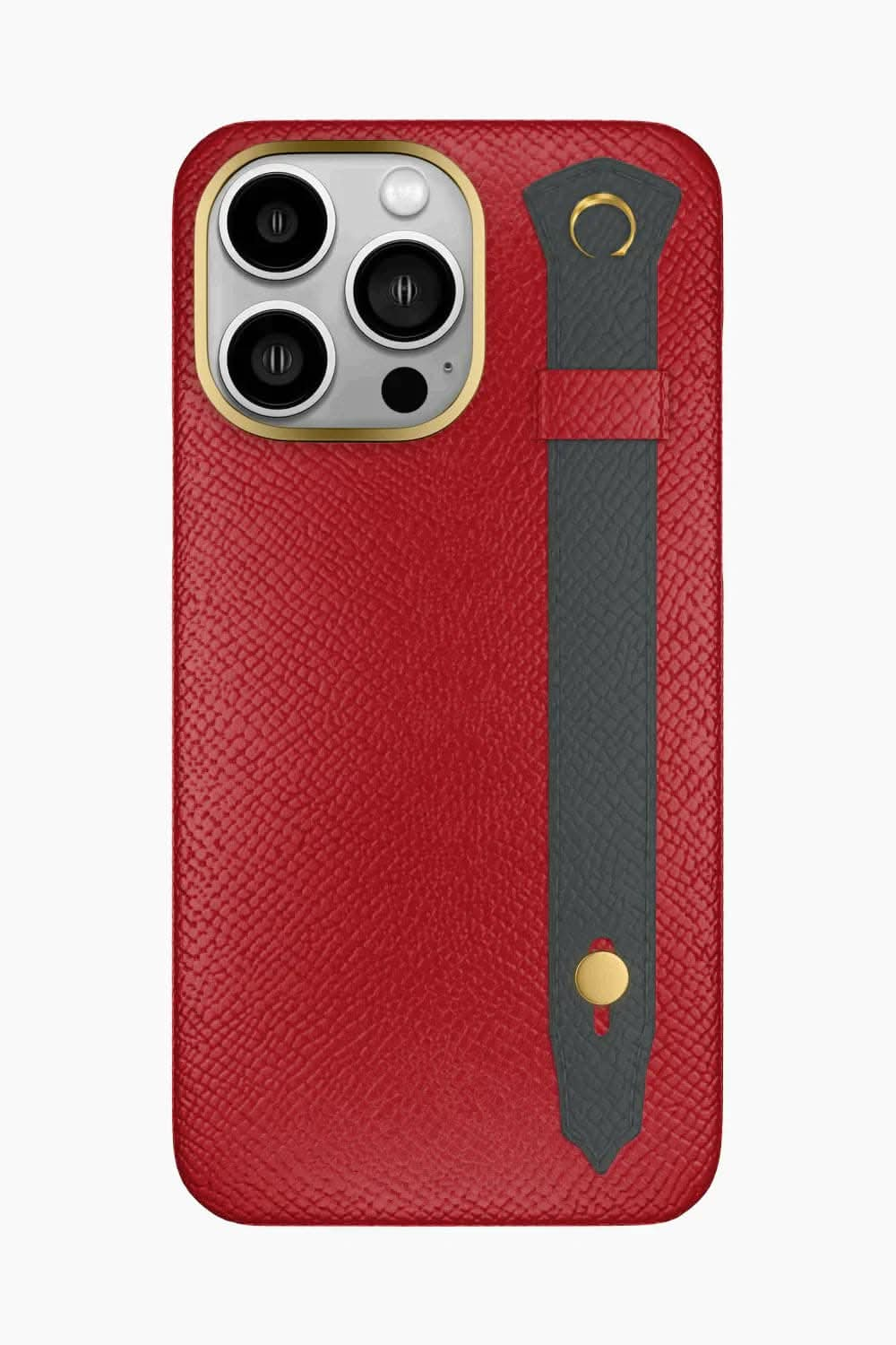 Calfskin Strap Case for iPhone 16 Pro Max - Red / Grey Anthracite - zollofrance