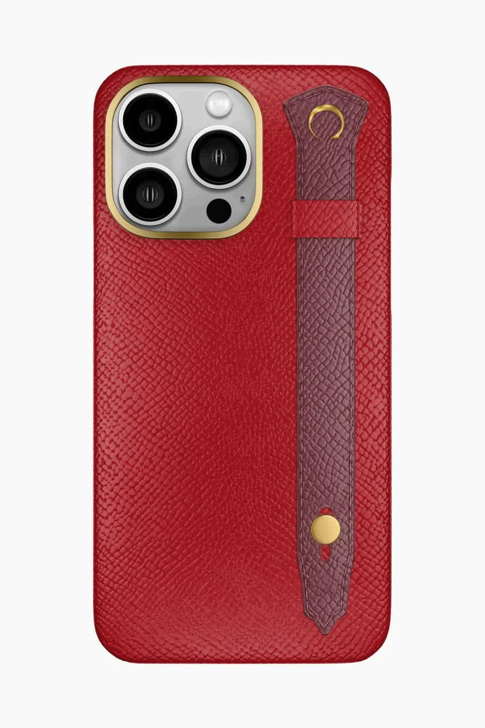 Calfskin Strap Case for iPhone 16 Pro Max - Red / Burgundy - zollofrance