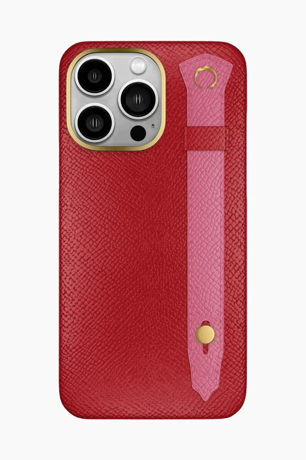 Calfskin Strap Case for iPhone 16 Pro Max - Red / Pink - zollofrance