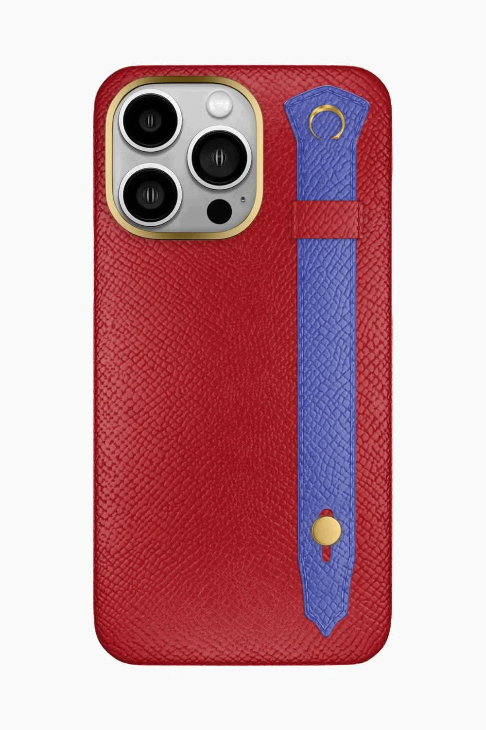 Calfskin Strap Case for iPhone 16 Pro Max - Red / Blue Ciel - zollofrance