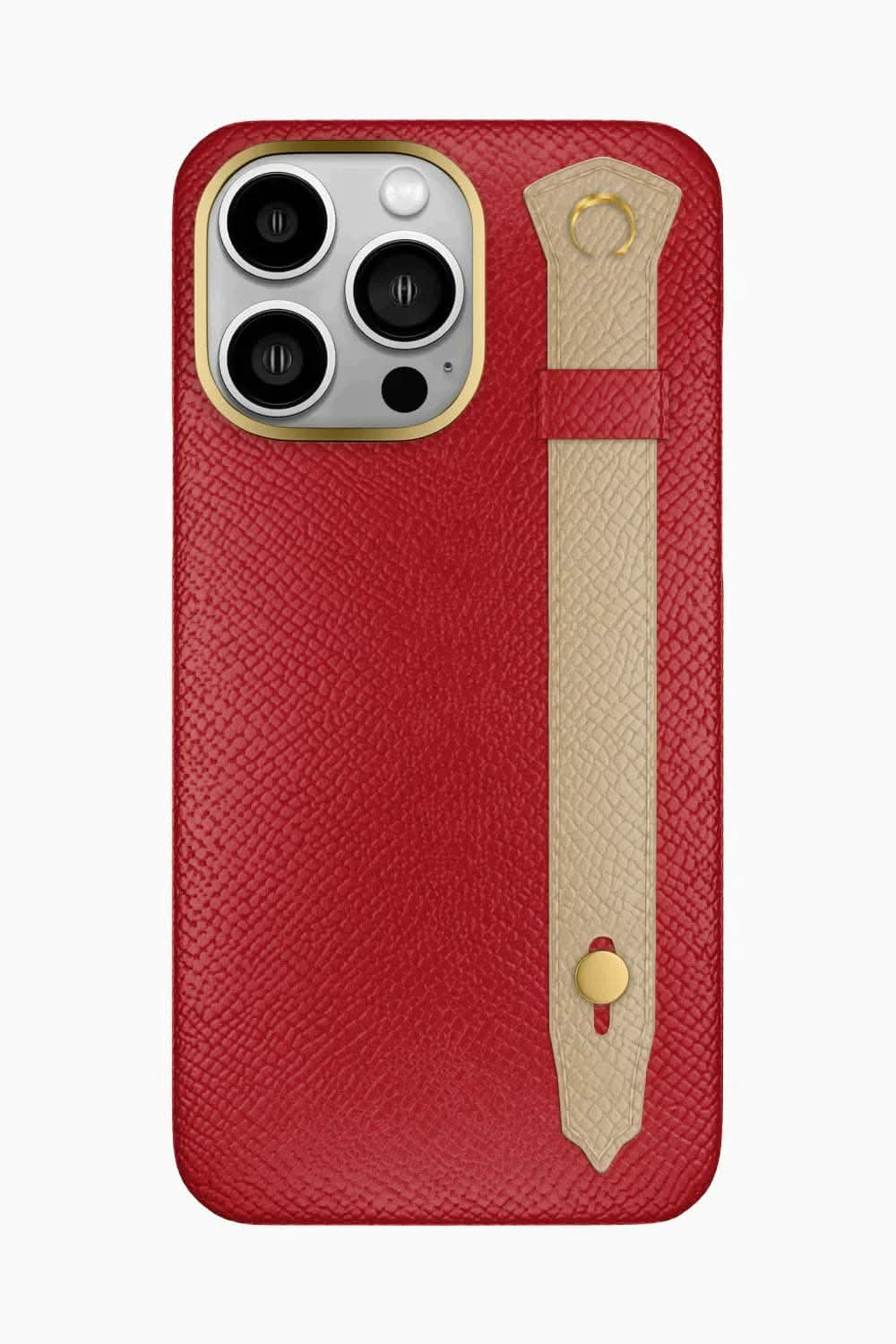 Calfskin Strap Case for iPhone 16 Pro Max - Red / Latte - zollofrance