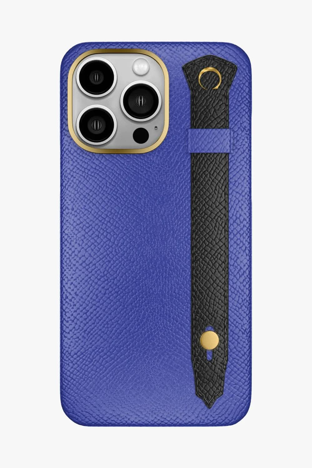 Calfskin Strap Case for iPhone 16 Pro Max - Blue Ciel / Black - zollofrance