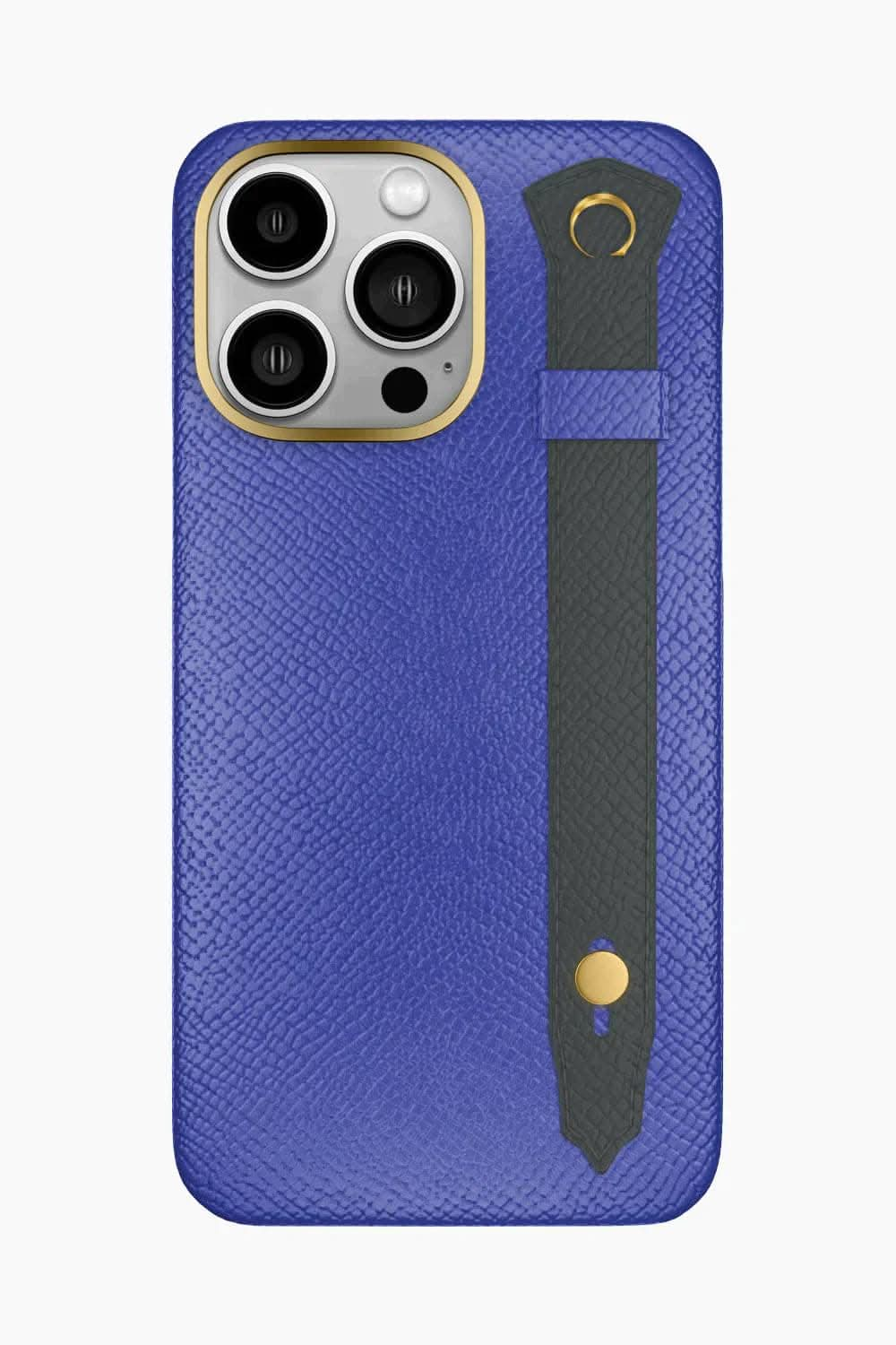 Calfskin Strap Case for iPhone 16 Pro Max - Blue Ciel / Grey Anthracite - zollofrance