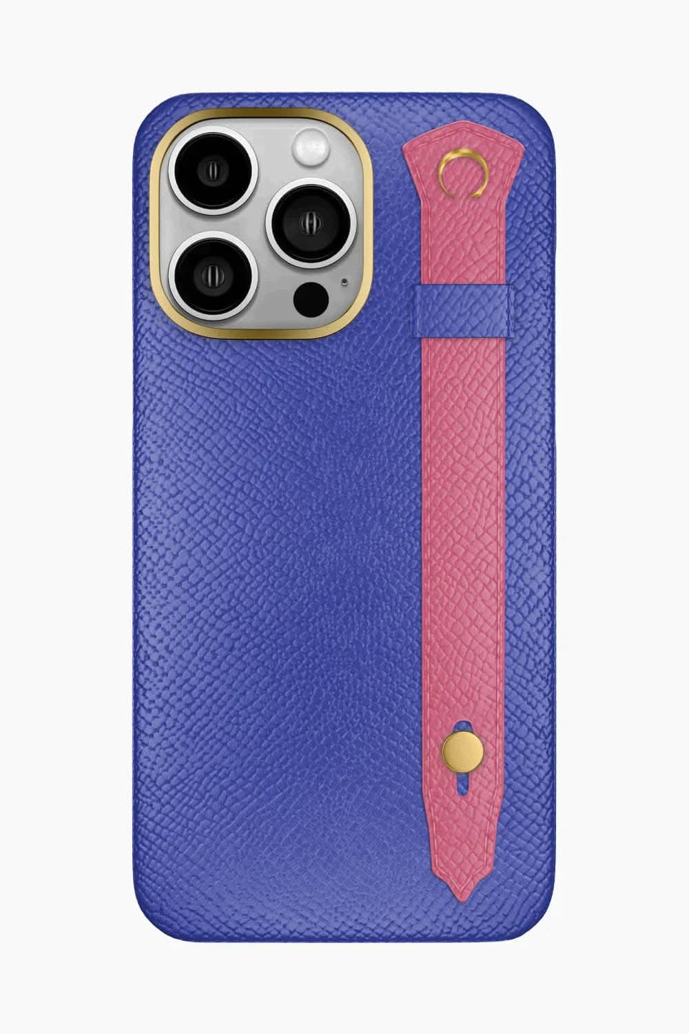 Calfskin Strap Case for iPhone 16 Pro Max - Blue Ciel / Pink - zollofrance