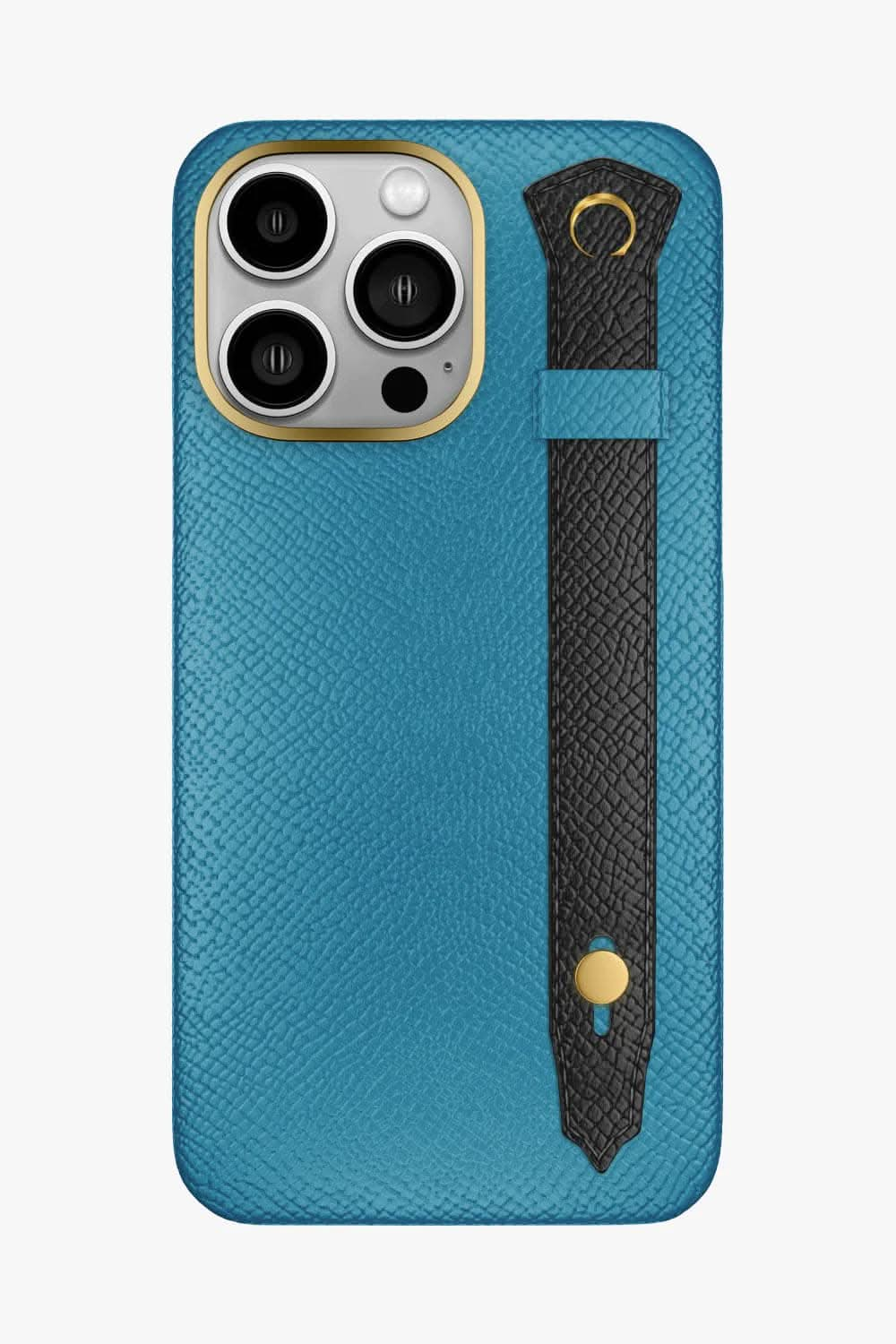 Calfskin Strap Case for iPhone 16 Pro Max - Blue Teal / Black - zollofrance