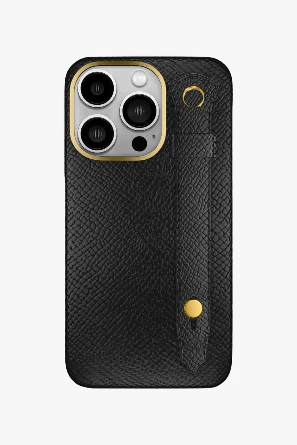 Calfskin Strap Case for iPhone 16 Pro - Black / Black - zollofrance