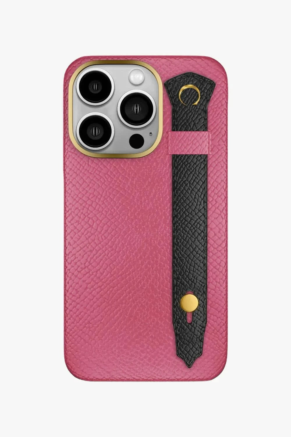 Calfskin Strap Case for iPhone 16 Pro - Pink / Black - zollofrance