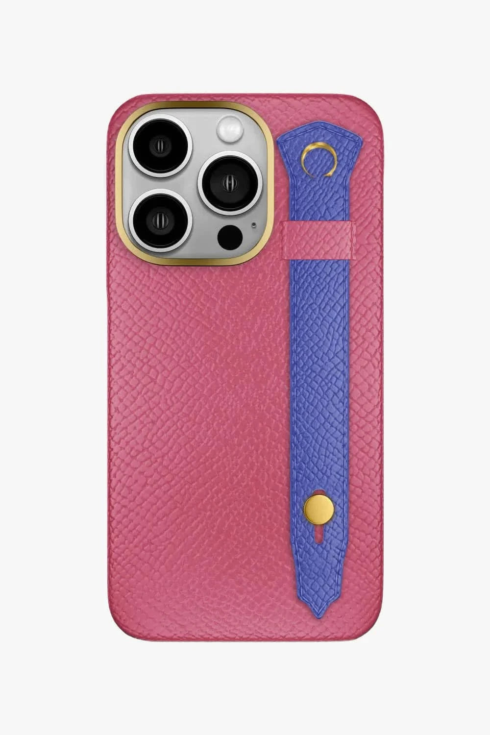 Calfskin Strap Case for iPhone 16 Pro - Pink / Blue Ciel - zollofrance