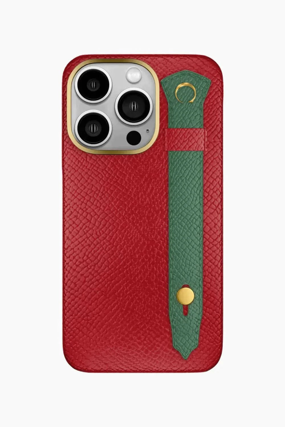 Calfskin Strap Case for iPhone 16 Pro - Red / Green Sapin - zollofrance