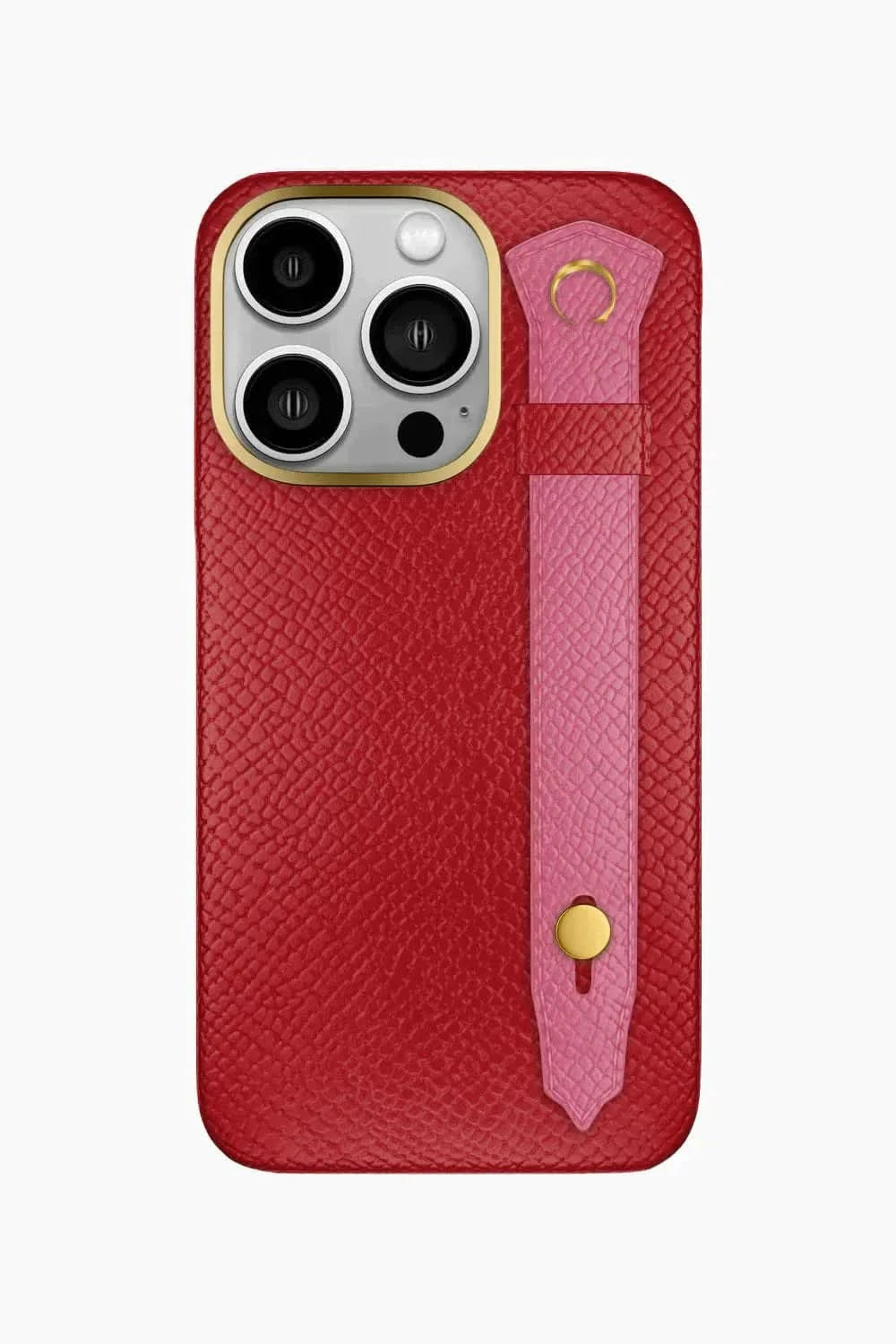 Calfskin Strap Case for iPhone 16 Pro - Red / Pink - zollofrance