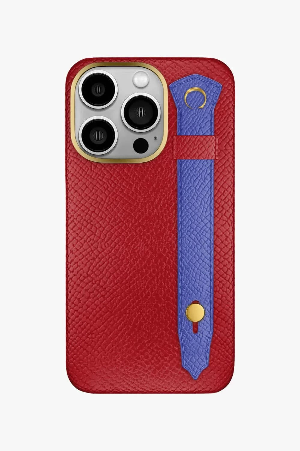 Calfskin Strap Case for iPhone 16 Pro - Red / Blue Ciel - zollofrance