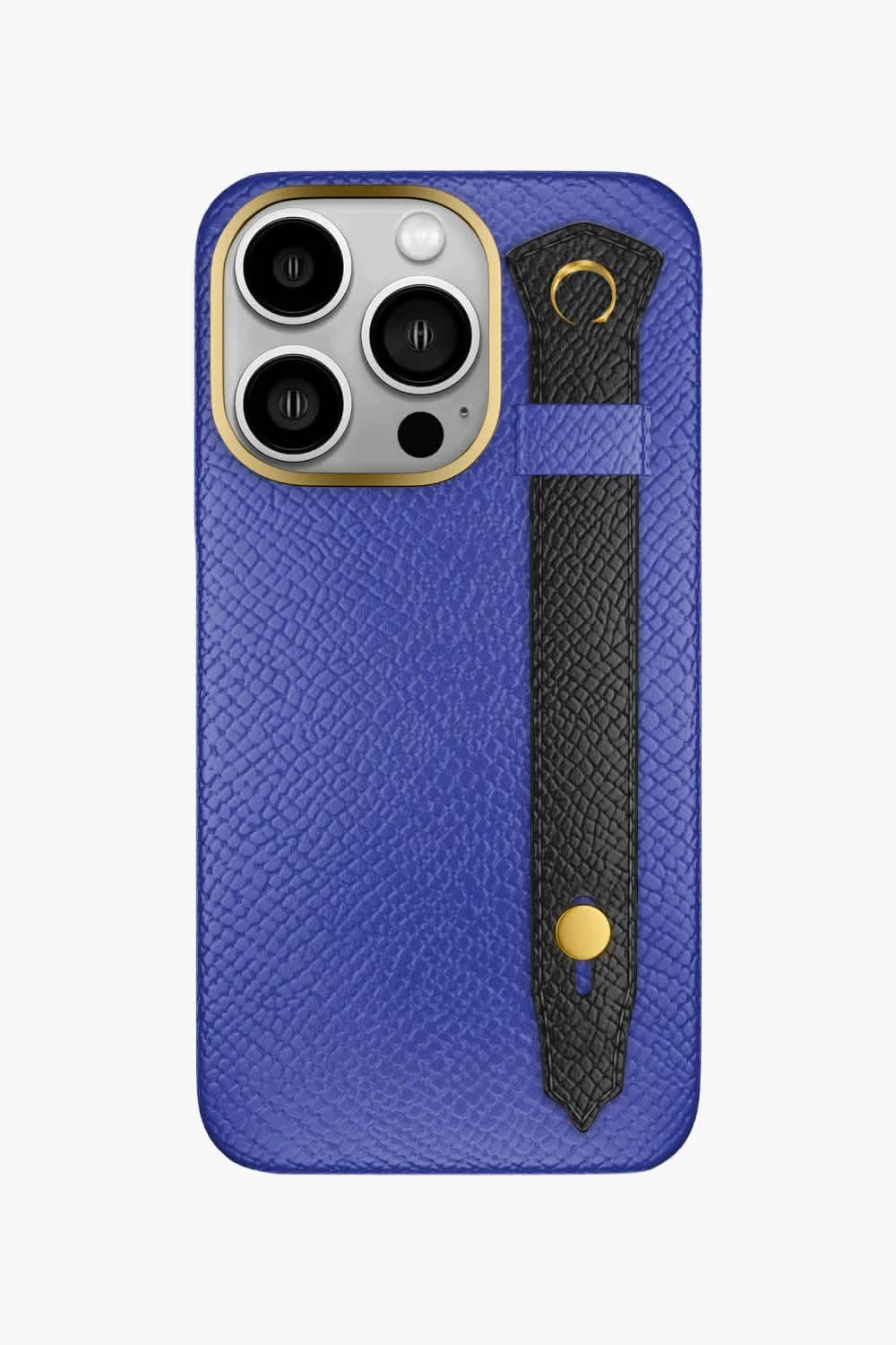 Calfskin Strap Case for iPhone 16 Pro - Blue Ciel / Black - zollofrance