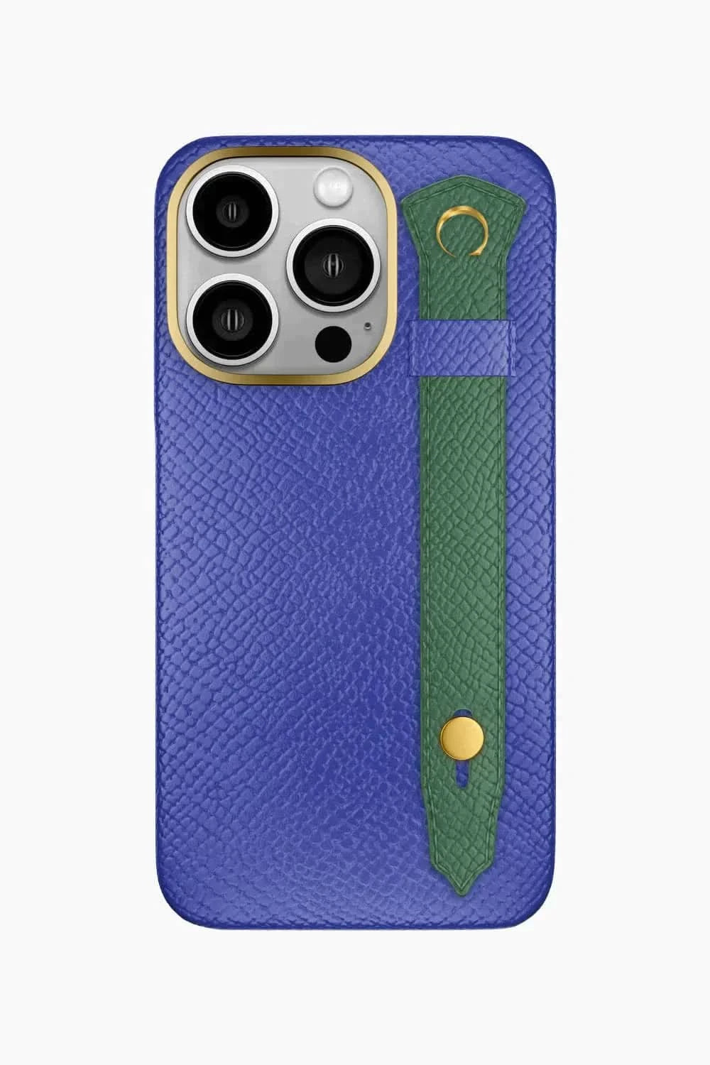 Calfskin Strap Case for iPhone 16 Pro - Blue Ciel / Green Sapin - zollofrance