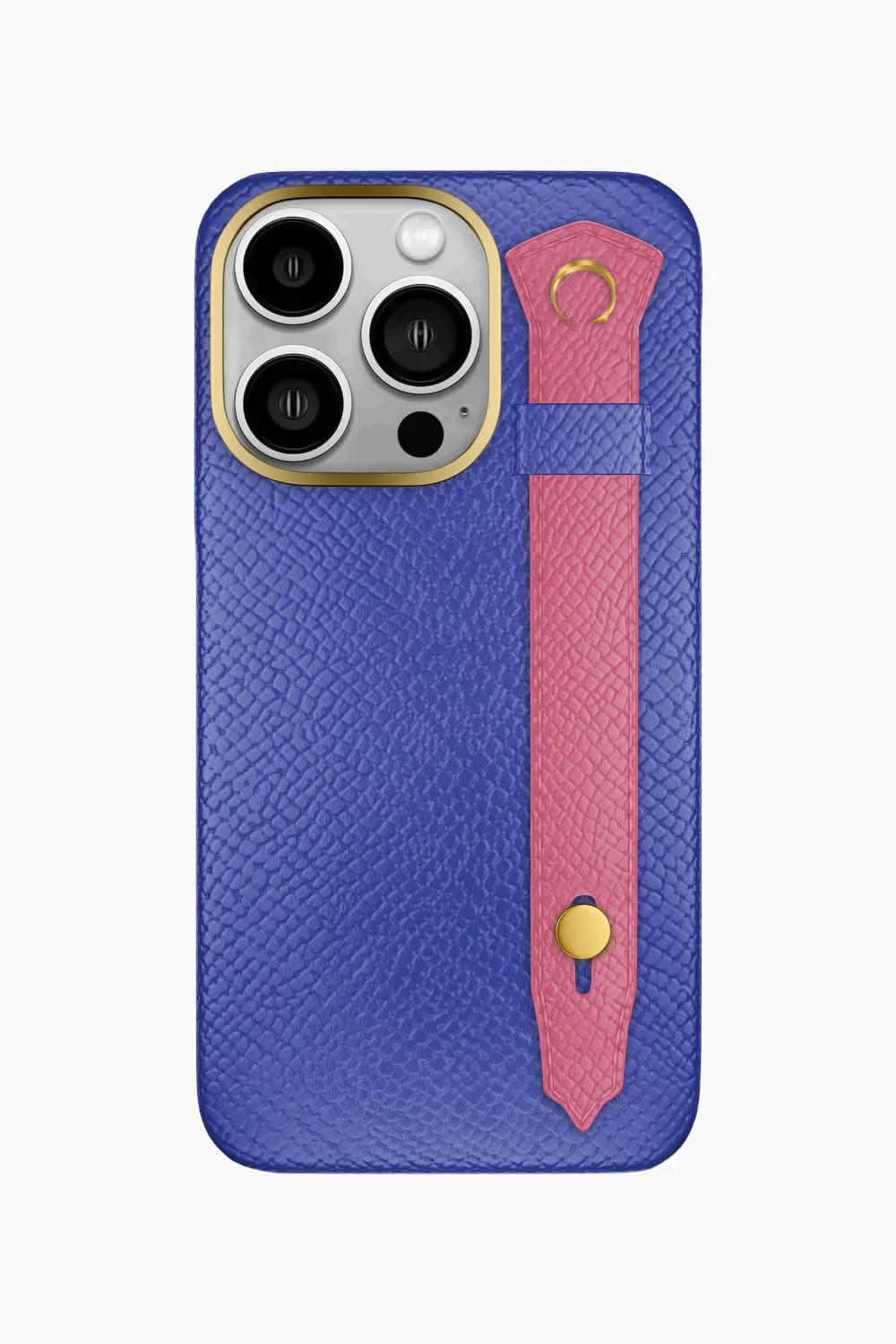 Calfskin Strap Case for iPhone 16 Pro - Blue Ciel / Pink - zollofrance