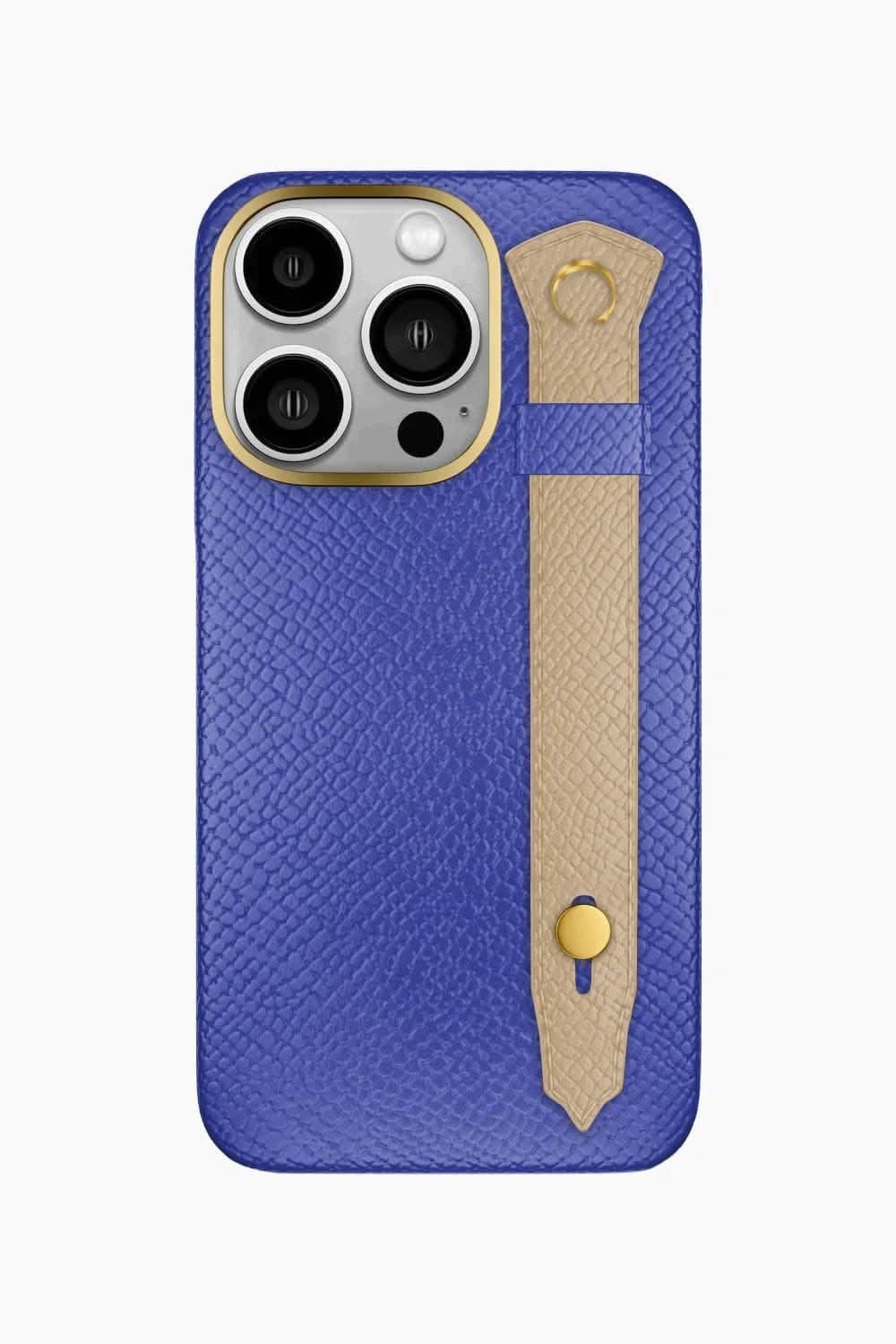 Calfskin Strap Case for iPhone 16 Pro - Blue Ciel / Latte - zollofrance