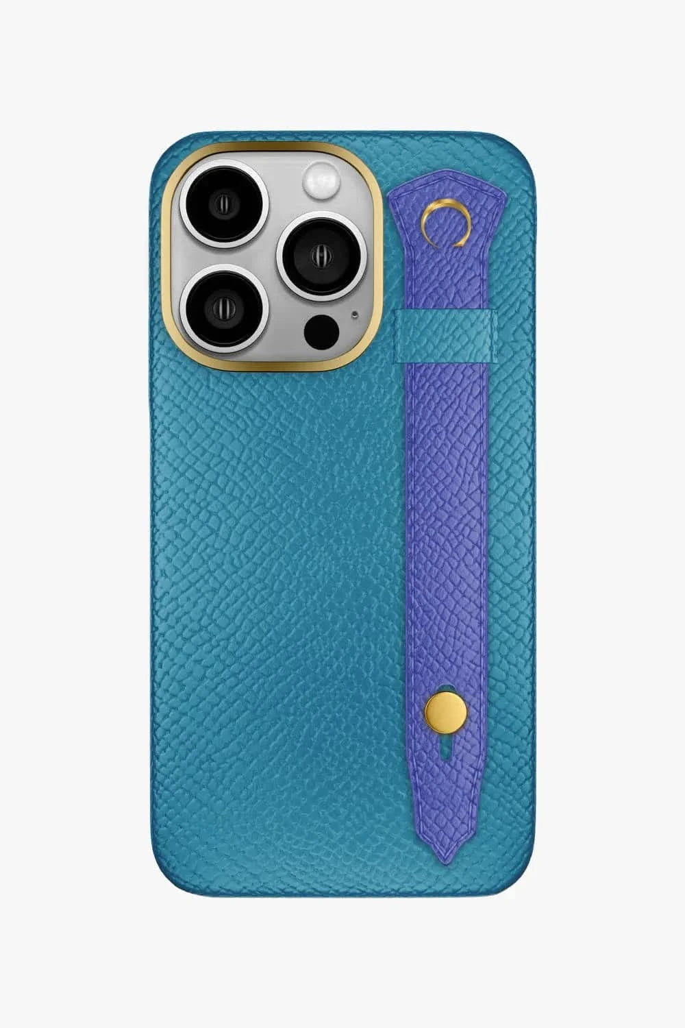 Calfskin Strap Case for iPhone 16 Pro - Blue Teal / Blue Ciel - zollofrance