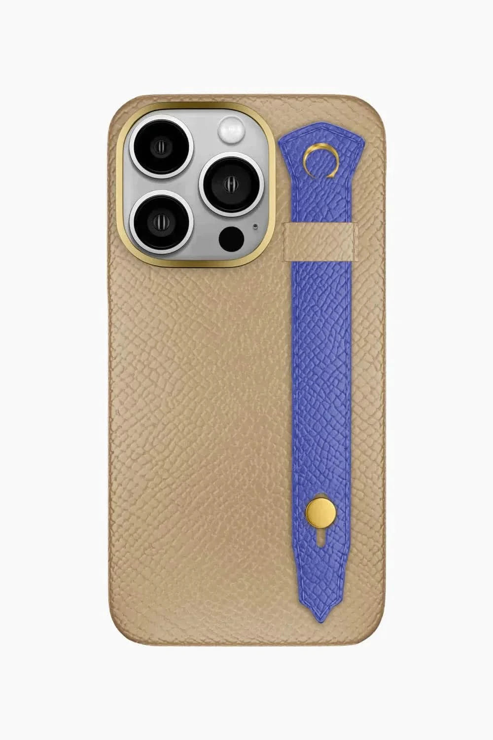 Calfskin Strap Case for iPhone 16 Pro - Latte / Blue Ciel - zollofrance