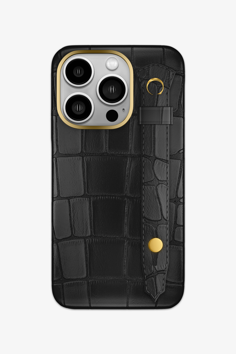 Alligator Strap Case for iPhone 16 Pro - Gold / Black - zollofrance