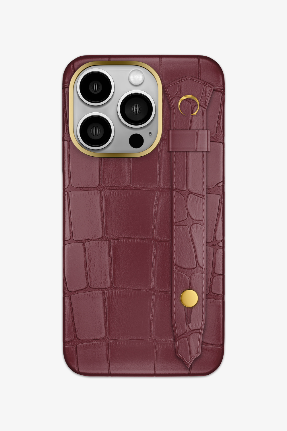 Alligator Strap Case for iPhone 16 Pro - Gold / Burgundy - zollofrance