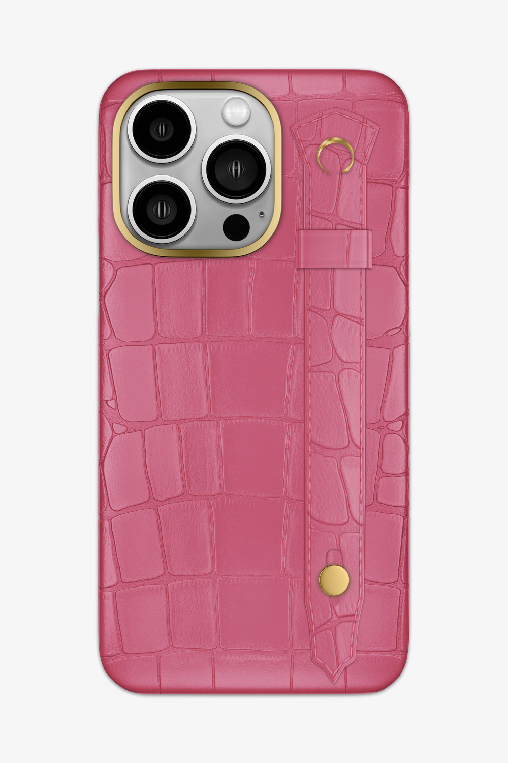 Alligator Strap Case for iPhone 16 Pro Max - Gold / Pink - zollofrance