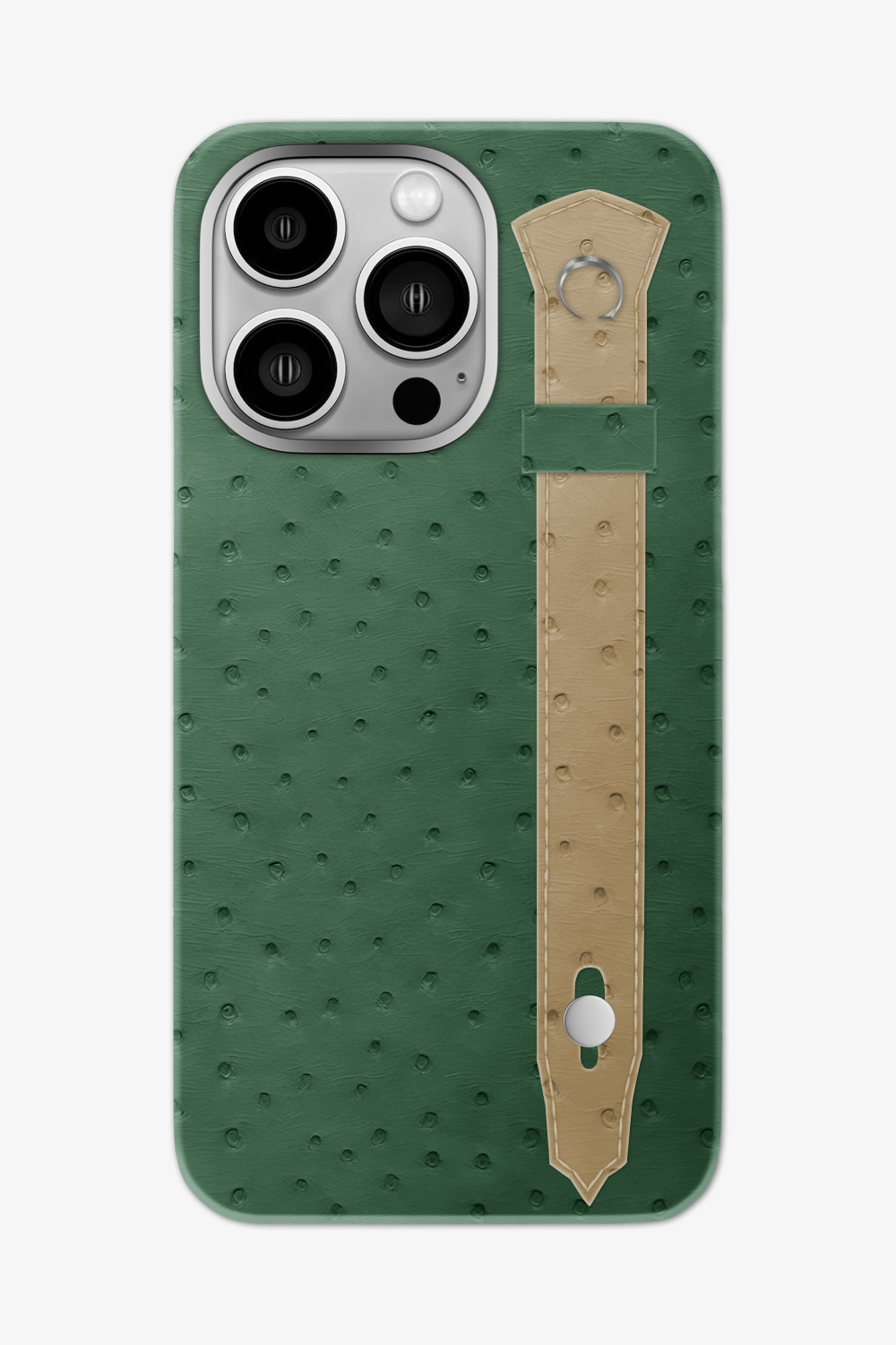 Ostrich Strap Case for iPhone 16 Pro Max - Green Sapin / Vanilla - zollofrance