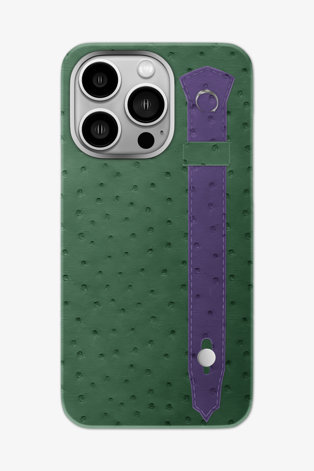 Ostrich Strap Case for iPhone 16 Pro Max - Green Sapin / Purple - zollofrance