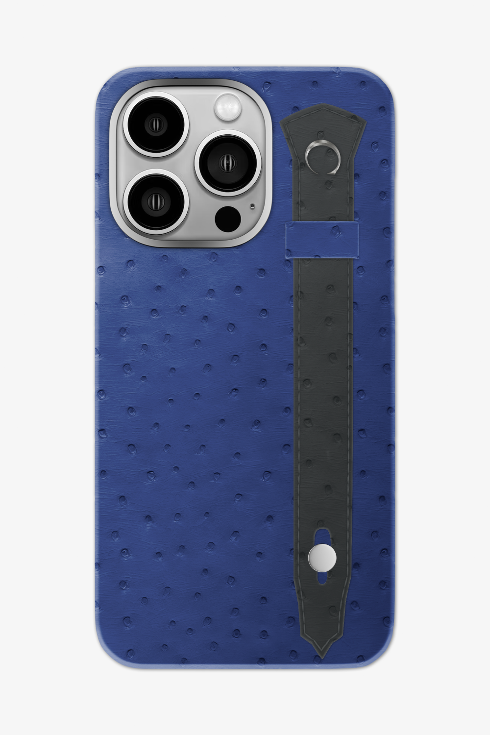 Ostrich Strap Case for iPhone 16 Pro Max - Navy Blue / Grey Anthracite - zollofrance